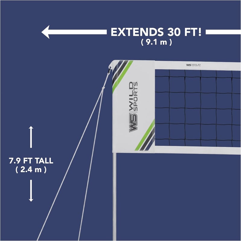 Wild Sports Easy Setup Volleyball-Cane Pole - Complete and Durable Volleyball Set with 30 Ft Net, Volleyball, and Pump - Image 3